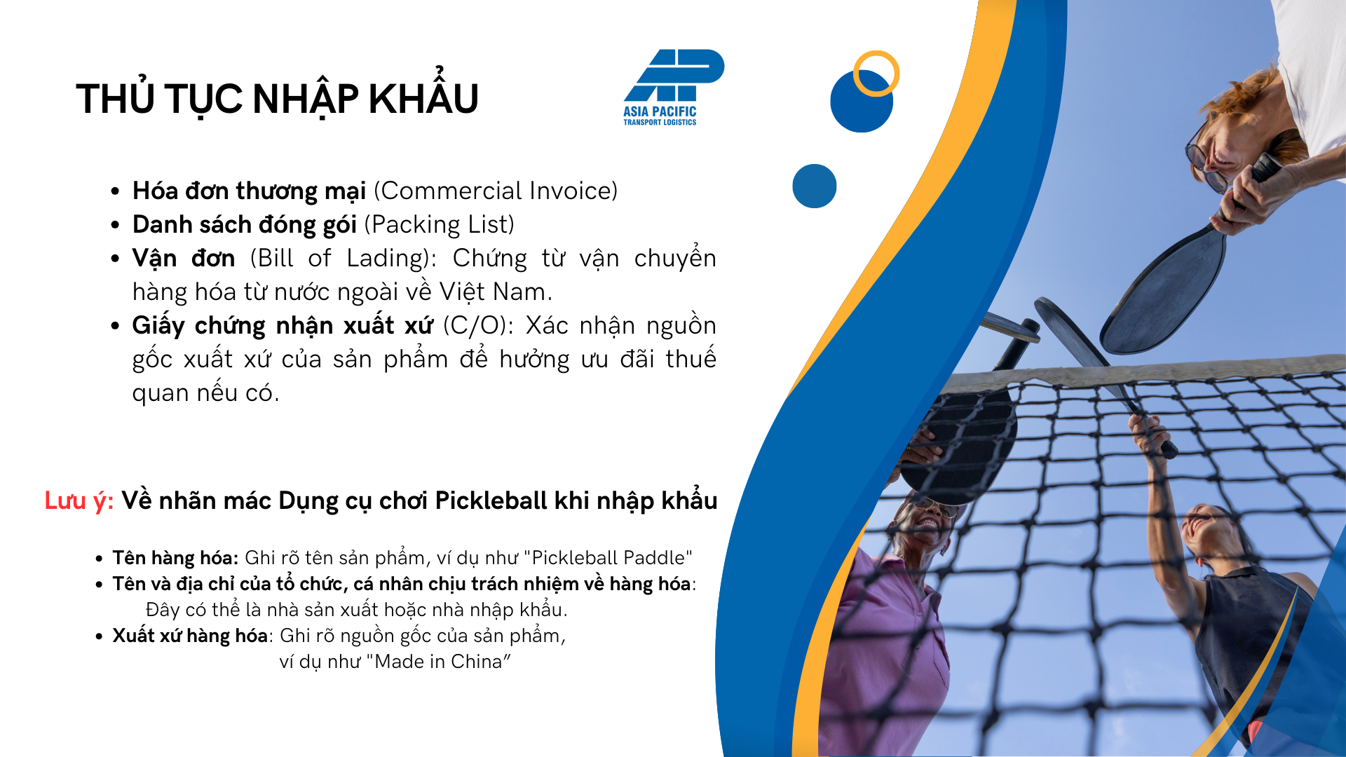 Thủ Tục Nhập Khẩu Dụng Cụ Thể Thao Pickleball